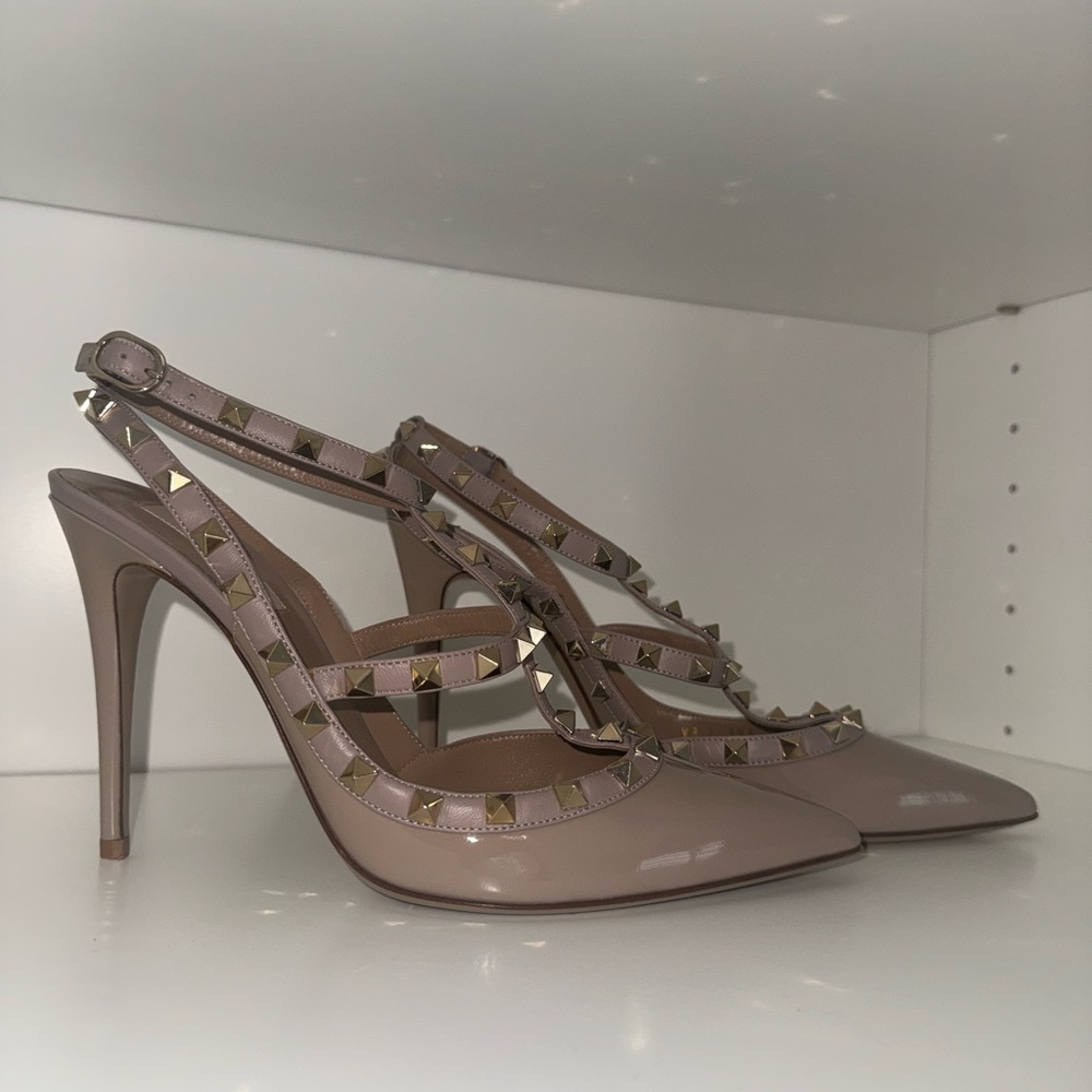 Valentino Garavani Nude Studded Slingback Heels